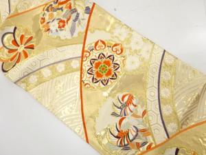 雪輪に鴛鴦・華紋織り出し　袋帯